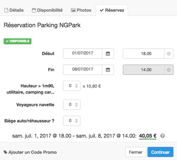 debut reservation parking nantes aeroport